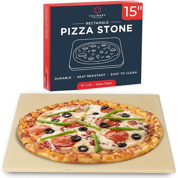 Crack Resistant Pizza Stone 15 by 12 Inch Oven Grill Even Heating Crispy - Picture 1 of 6